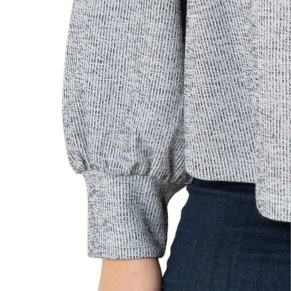 Fever Ladies Rib Knit Long Sleeve V-neck Top Grey - Size XL NWT - Picture 5 of 5